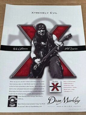 Nick Catanese of Black Label Society - Dean Markley Strings - 2012 Print Ad